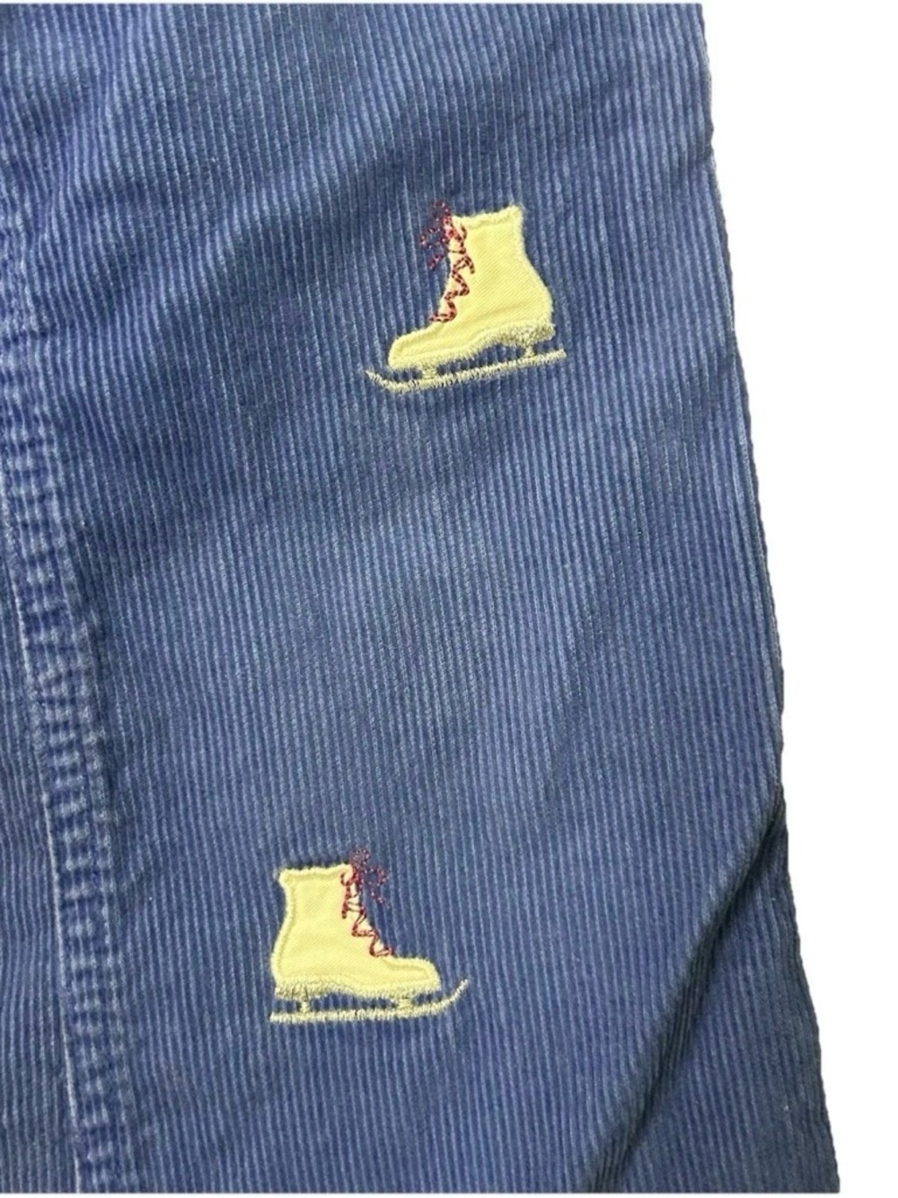 Toddler Girl Lands End Blue Corduroy Pants With Embroidered Ice Skates Size 4 - Picture 2 of 3